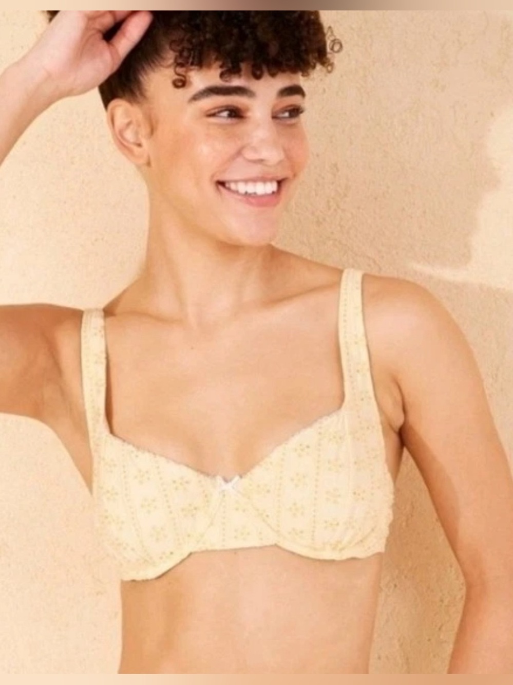 Wild Fable Women's Eyelet Underwire Bikini Top - Yellow Adjustable Straps Size M